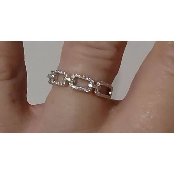 CERTIFIED Genuine Moissanite Diamond Chain Link Design Band Ring Sz 8~SALE~ - Picture 3 of 8